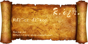 Rácz Ákos névjegykártya